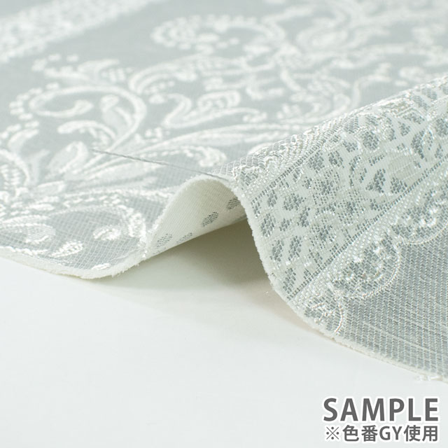 生地 ポリエステルジャガード ダマスクライン柄(ESO2690) GY.グレー 09Cr40_