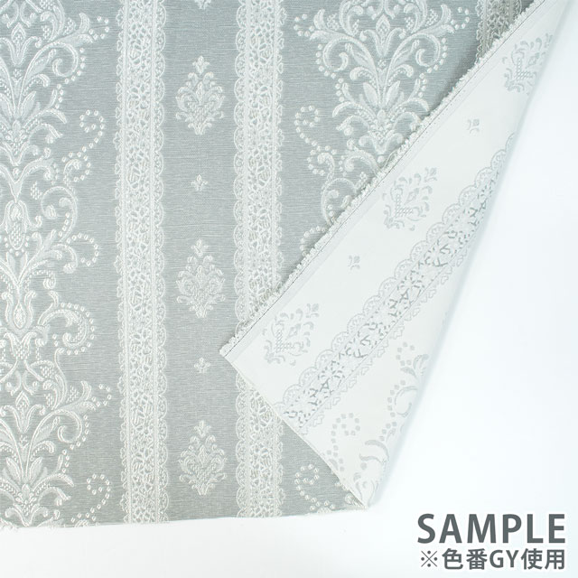 生地 ポリエステルジャガード ダマスクライン柄(ESO2690) GY.グレー 09Cr40_