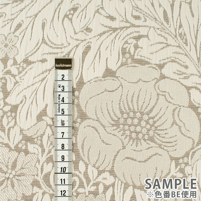 生地 ポリエステルジャガード 花とリーフ柄(ESO5010) BE.ベージュ 09Cr40_