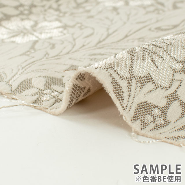 生地 ポリエステルジャガード 花とリーフ柄(ESO5010) BE.ベージュ 09Cr40_