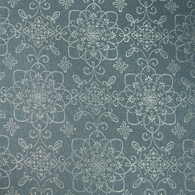 生地 ポリエステルジャガード アラベスクフラワー柄(ESO6030) BL.ブルー 09Cr40_