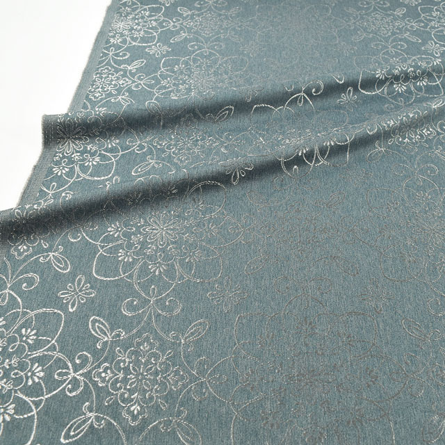 生地 ポリエステルジャガード アラベスクフラワー柄(ESO6030) BL.ブルー 09Cr40_