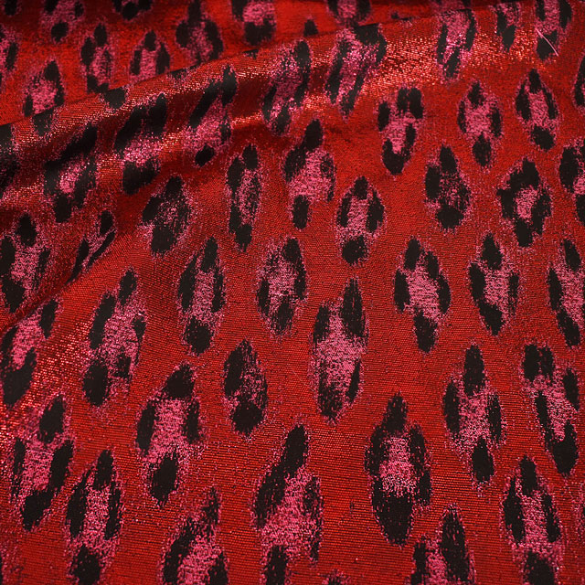 生地 ヒョウ柄ジャガード(F091/563067) 26.レッド 10Aa01_