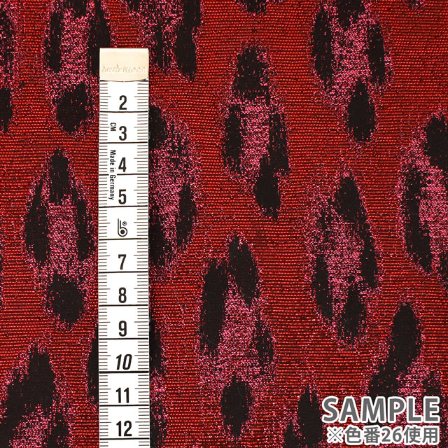 生地 ヒョウ柄ジャガード(F091/563067) 26.レッド 10Aa01_