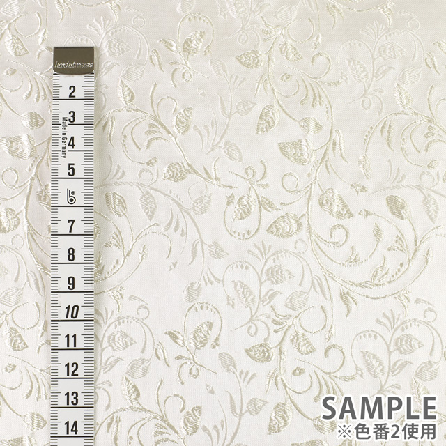 生地 リーフジャガード (FI1401) 6.レッド×ブラック 10Aa05_