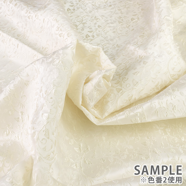 生地 リーフジャガード (FI1401) 6.レッド×ブラック 10Aa05_