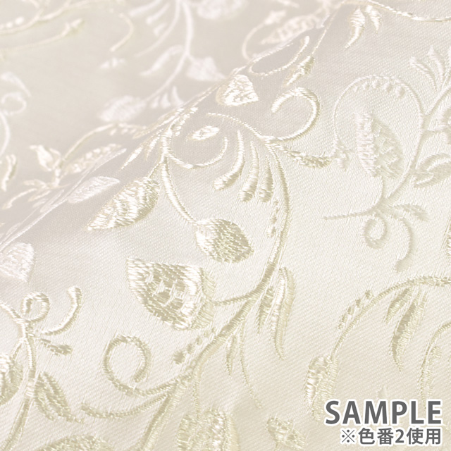 生地 リーフジャガード (FI1401) 6.レッド×ブラック 10Aa05_