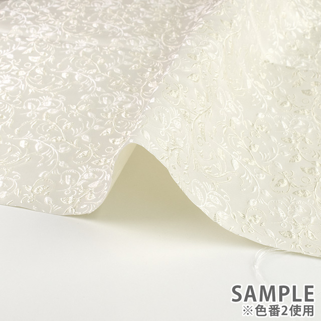 生地 リーフジャガード (FI1401) 6.レッド×ブラック 10Aa05_