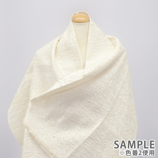 生地 リーフジャガード (FI1401) 6.レッド×ブラック 10Aa05_