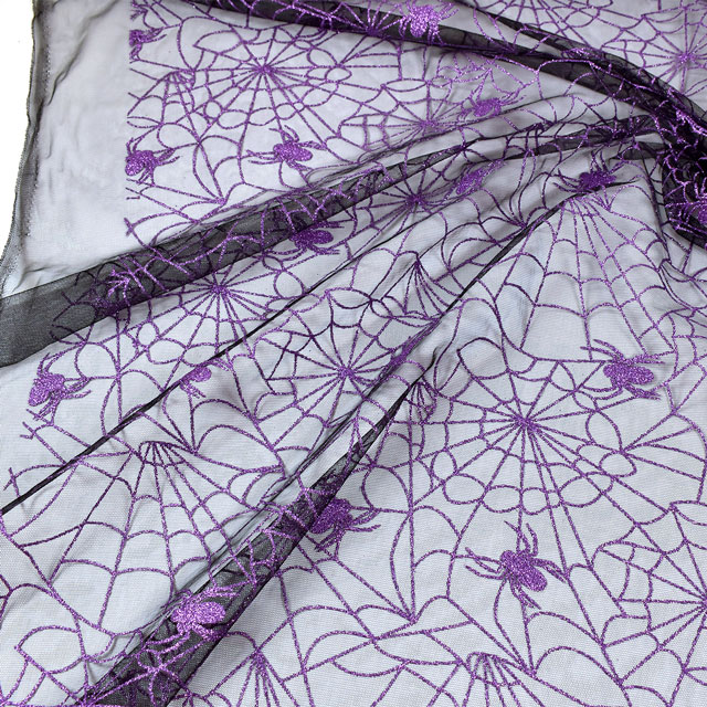 生地 ラメスパイダーチュール(FJFI-1839) 5.黒/紫 10Bg11_