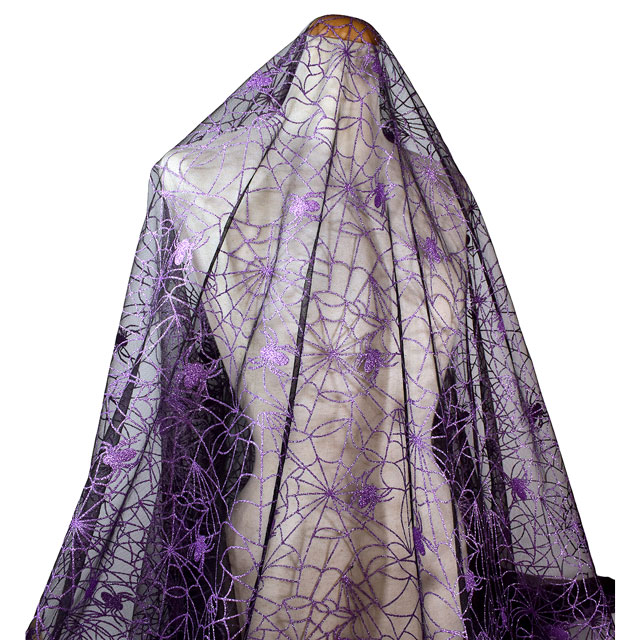 生地 ラメスパイダーチュール(FJFI-1839) 5.黒/紫 10Bg11_