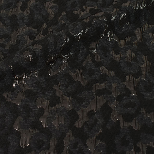 生地 レオパードラメジャガード(FLAUBERT/23920) GG991.ブラック 10Aa05_