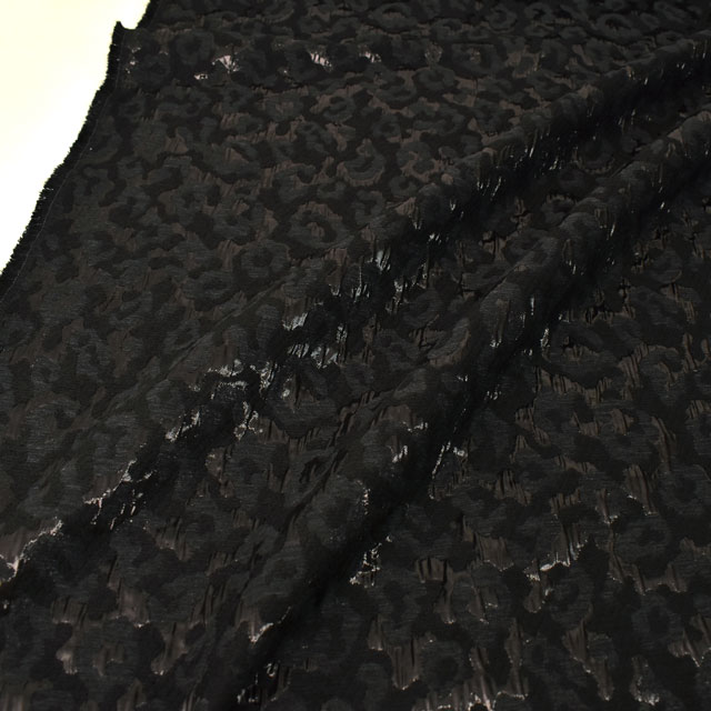 生地 レオパードラメジャガード(FLAUBERT/23920) GG991.ブラック 10Aa05_