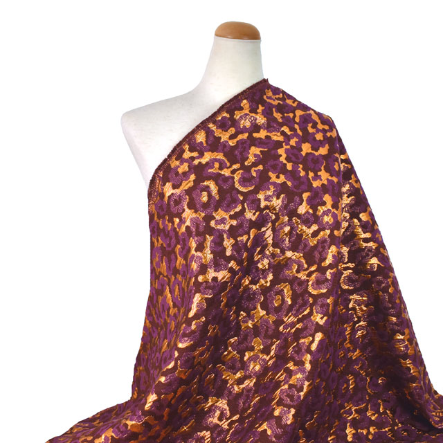 生地 レオパードラメジャガード(FLAUBERT/23920) GG986.パープル 10Aa05_