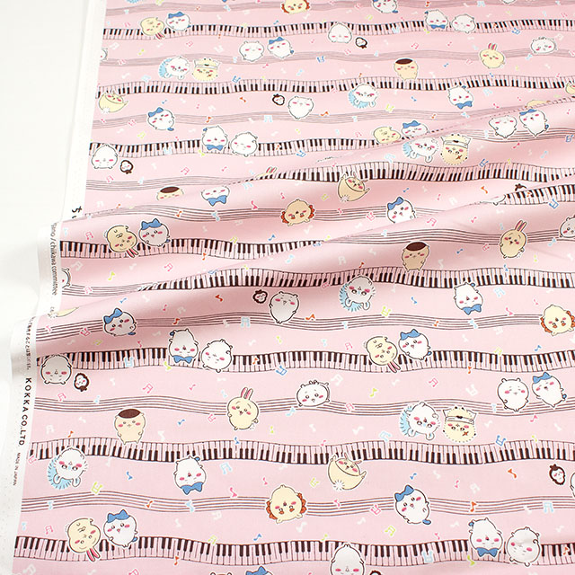 生地 ちいかわ ミュージック柄/オックス(G-2578) 1B.ピンク 09Ae99_