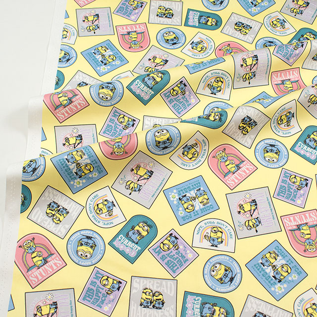 生地 ミニオン レトロ柄/オックス(G-4215) 1B.イエロー 09Ae99_