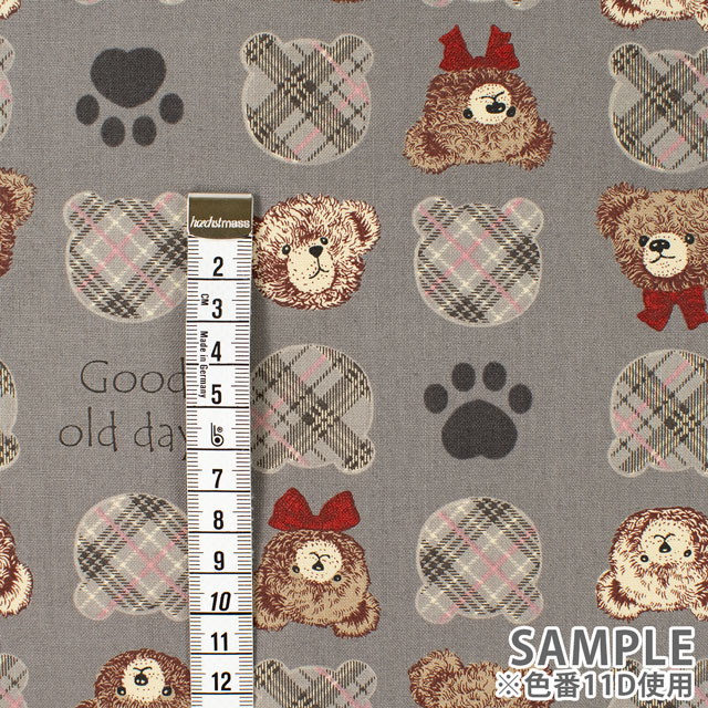 生地 Good old Days くまフェイス柄/シーチング(NN2312) 11D.グレー 09Ae99_