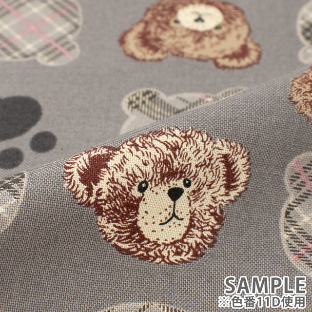 生地 Good old Days くまフェイス柄/シーチング(NN2312) 11D.グレー 09Ae99_