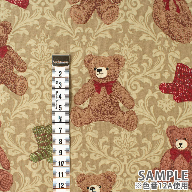 生地 Good old Days テディベア柄/シーチング(NN2312) 12A.ブラウン 09Ae99_