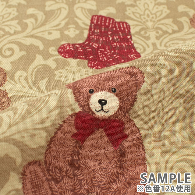 生地 Good old Days テディベア柄/シーチング(NN2312) 12A.ブラウン 09Ae99_