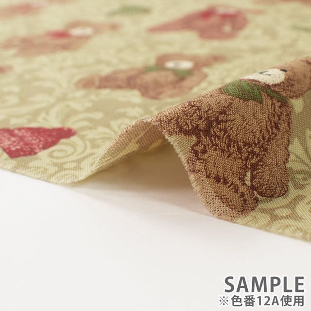 生地 Good old Days テディベア柄/シーチング(NN2312) 12A.ブラウン 09Ae99_