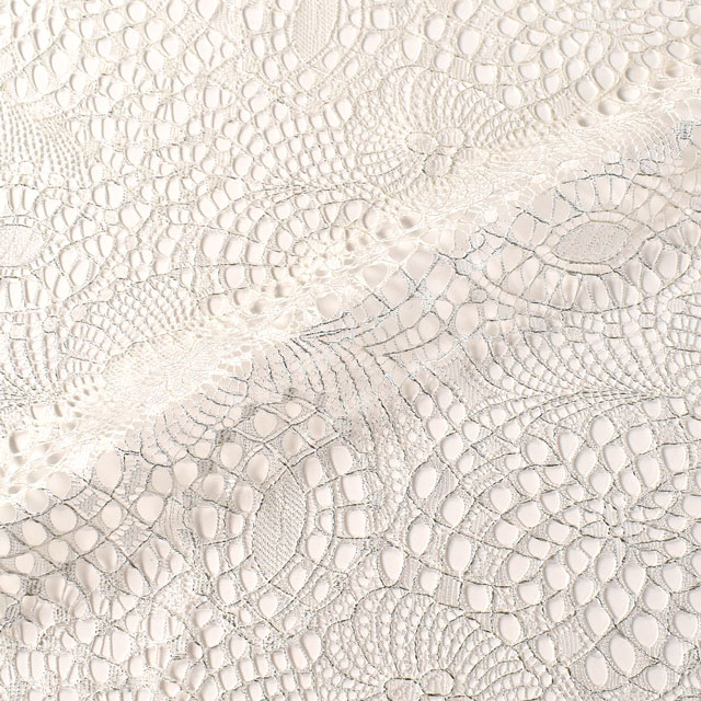 生地 箔加工レース 幾何柄(HK14344) 1.白×ホワイトゴールド箔 99Zz99_