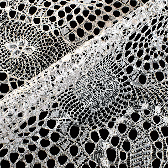 生地 箔加工レース 幾何柄(HK14344) 1.白×ホワイトゴールド箔 99Zz99_