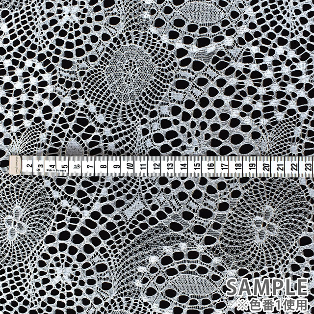 生地 箔加工レース 幾何柄(HK14344) 1.白×ホワイトゴールド箔 99Zz99_