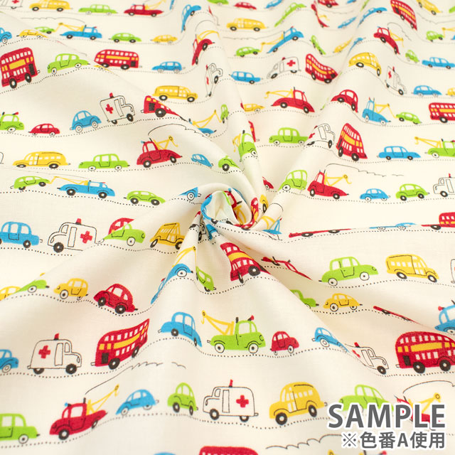 生地 ホーミーコレクション くるま柄/ブロード(DH11115S) D.ブルー 09Ae99_