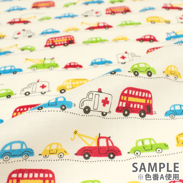 生地 ホーミーコレクション くるま柄/ブロード(DH11115S) D.ブルー 09Ae99_