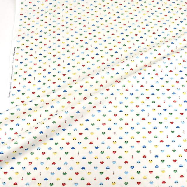 生地 ホーミーコレクション くるま柄/ポプリン(DH13183S) A.オフホワイト系 09Ae06_