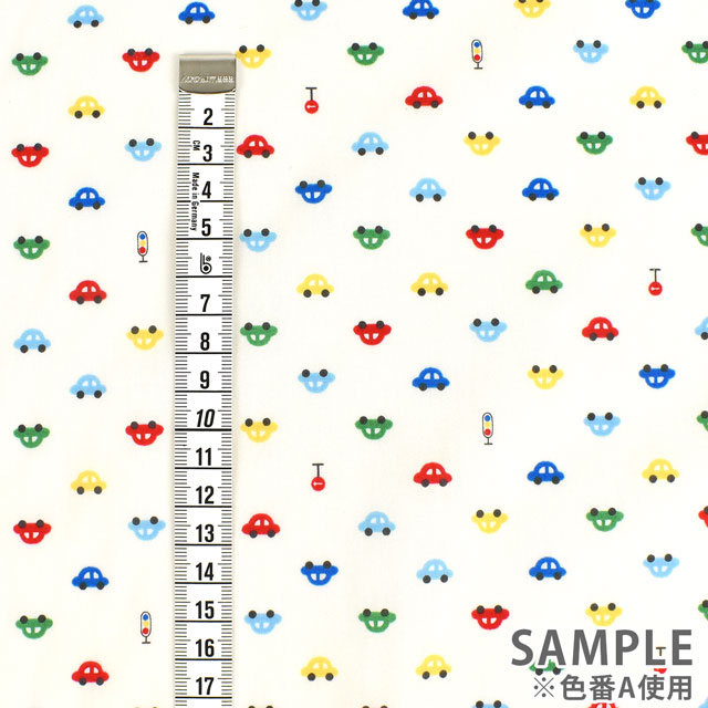 生地 ホーミーコレクション くるま柄/ポプリン(DH13183S) A.オフホワイト系 09Ae06_