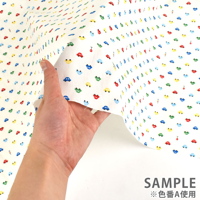 生地 ホーミーコレクション くるま柄/ポプリン(DH13183S) A.オフホワイト系 09Ae06_