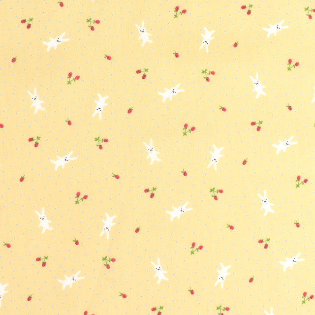 生地 ホーミーコレクション うさぎといちご(DH11989S) E.イエロー系 09Aa01_