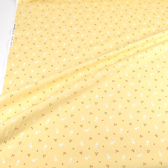 生地 ホーミーコレクション うさぎといちご(DH11989S) E.イエロー系 09Aa01_
