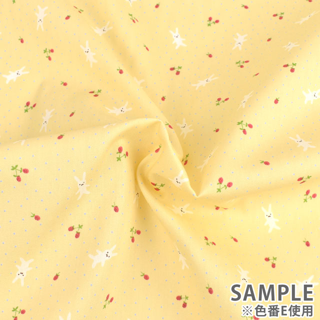 生地 ホーミーコレクション うさぎといちご(DH11989S) E.イエロー系 09Aa01_
