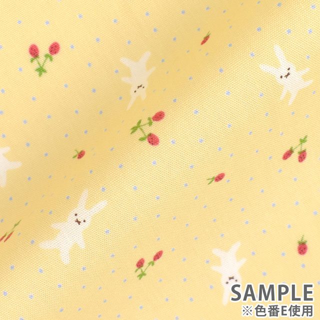 生地 ホーミーコレクション うさぎといちご(DH11989S) E.イエロー系 09Aa01_