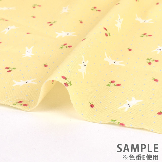 生地 ホーミーコレクション うさぎといちご(DH11989S) E.イエロー系 09Aa01_