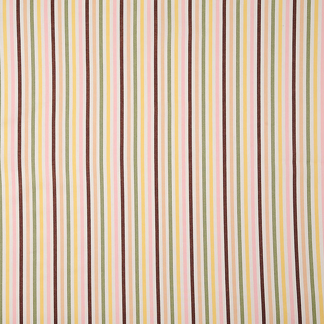 生地 ストライププリント(HS1282) マルチカラー 12.茶・グリーン・ピンク系 09Bk23_