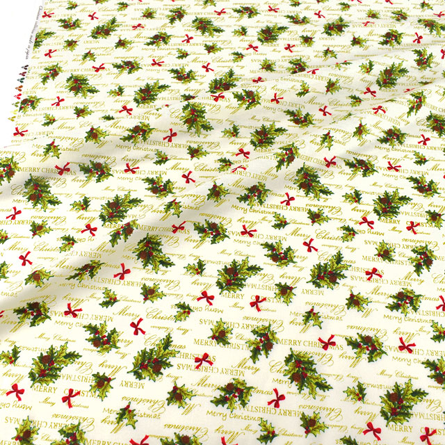 生地 クリスマスプリント ヒイラギ/スケア(HSK644) A.ホワイト 99Zz99_
