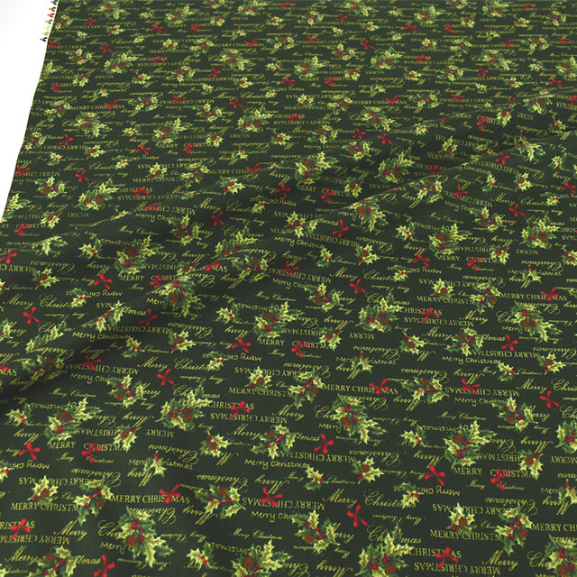 生地 クリスマスプリント ヒイラギ/スケア(HSK644) C.グリーン 09Ae99_