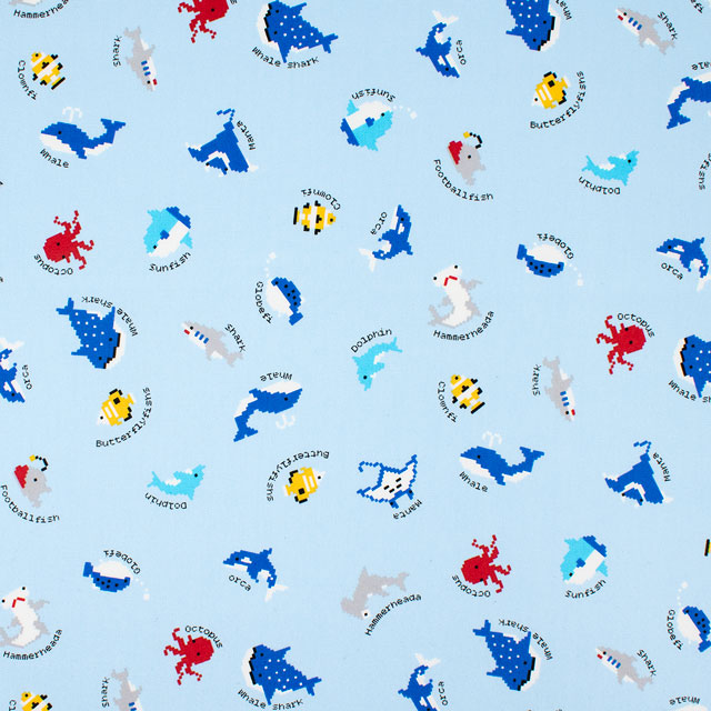 生地 オックスプリント 海の生きもの(HSK710) B.ブルー 99Zz99_