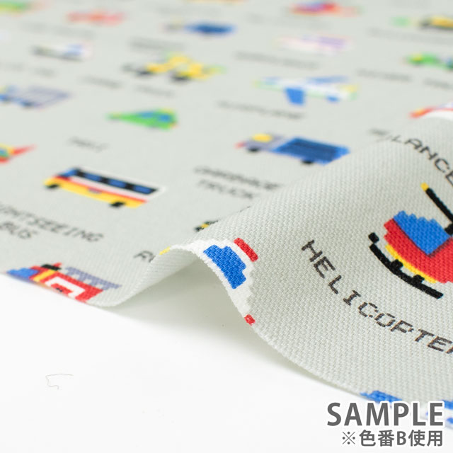 生地 オックスプリント のりもの(HSK656) B.グレー 99Zz99_