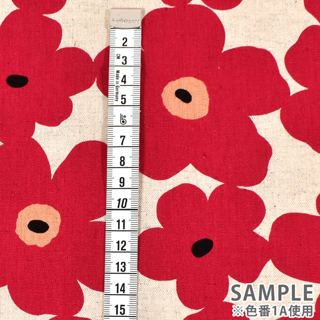 生地 綿麻キャンバスプリント おはな(HSK329) 1B.ブルー 09Cu45_