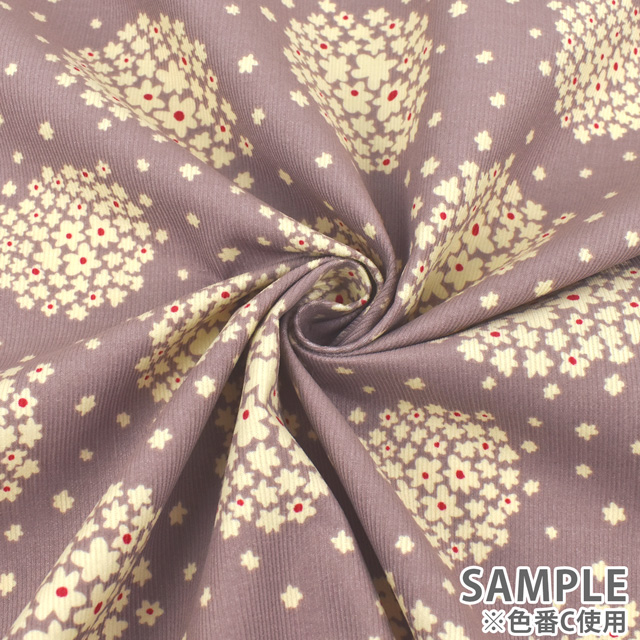 生地 シャツコールプリント/コーデュロイ(HSK569) C.スモークパープル 09Bl24_
