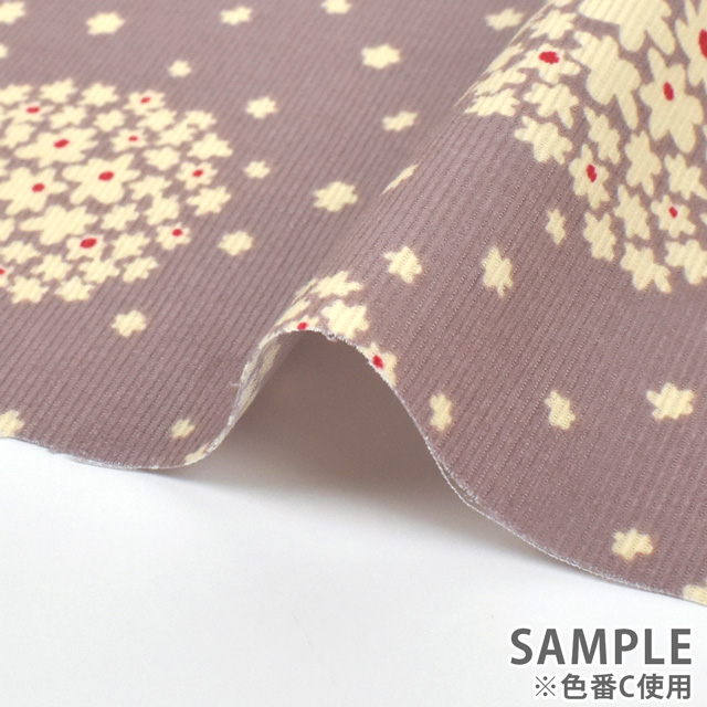 生地 シャツコールプリント/コーデュロイ(HSK569) C.スモークパープル 09Bl24_