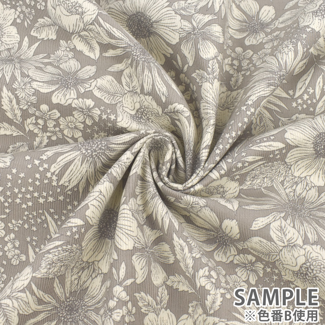 生地 シャツコールプリント/コーデュロイ(HSK570) B.ライトグレー 99Zz99_