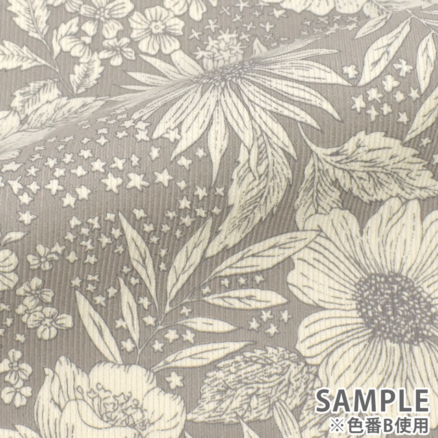 生地 シャツコールプリント/コーデュロイ(HSK570) B.ライトグレー 99Zz99_