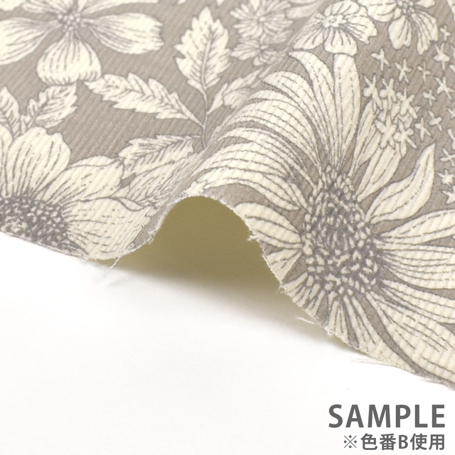 生地 シャツコールプリント/コーデュロイ(HSK570) B.ライトグレー 99Zz99_