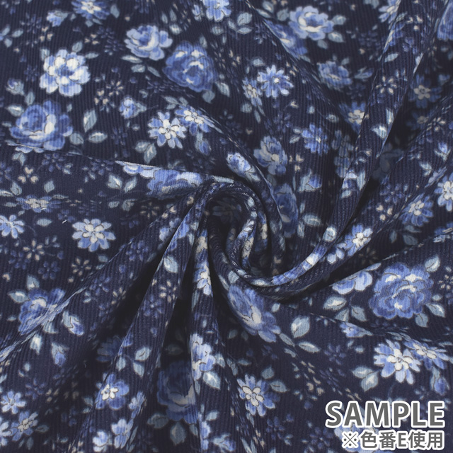 生地 シャツコールプリント/コーデュロイ(HSK572) E.ネイビー 99Zz99_